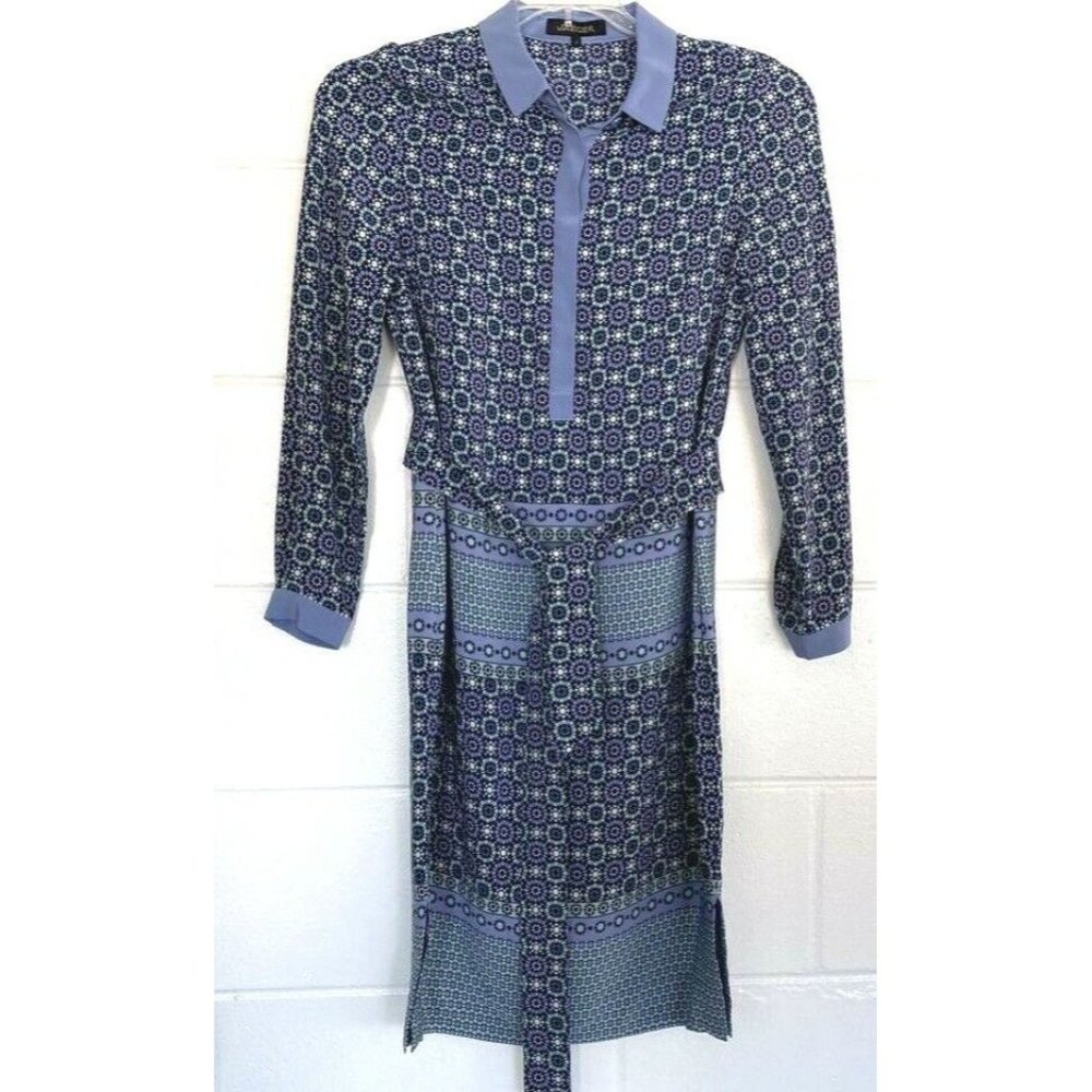 Elegant Blue Patterned Dress